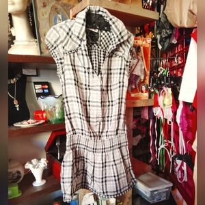 Guess Black and White Checkered Top